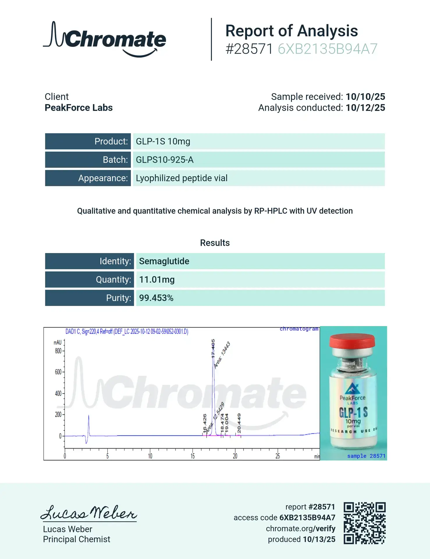 labs for glp 1 GLP-1 S – 10mg Vial (Research Use Only) – PeakForce Labs